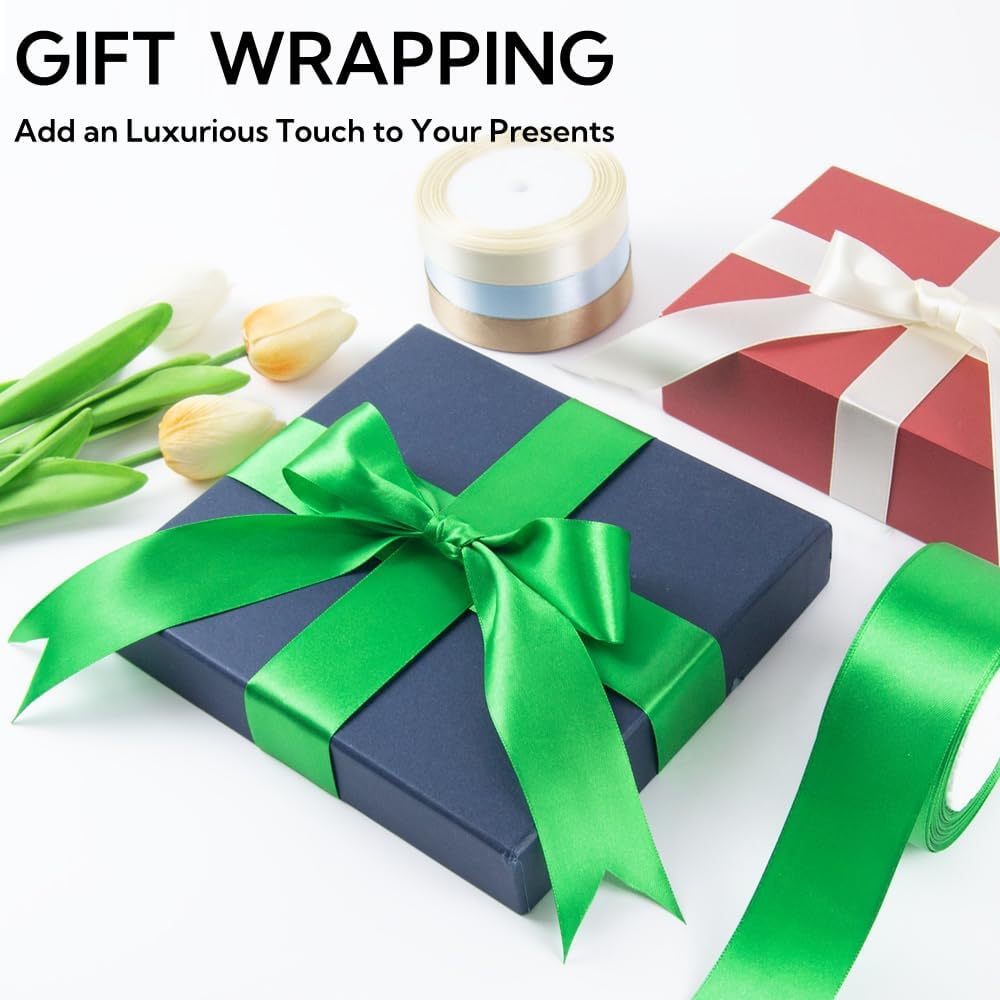 1 Inch 25 Yards Satin Ribbon Black, Solid Color Fabric Ribbon for Gift Wrapping, Wedding, Polyester Gift Ribbon for Birthday Party Decoration, Craft, Hair, Floral, Sewing