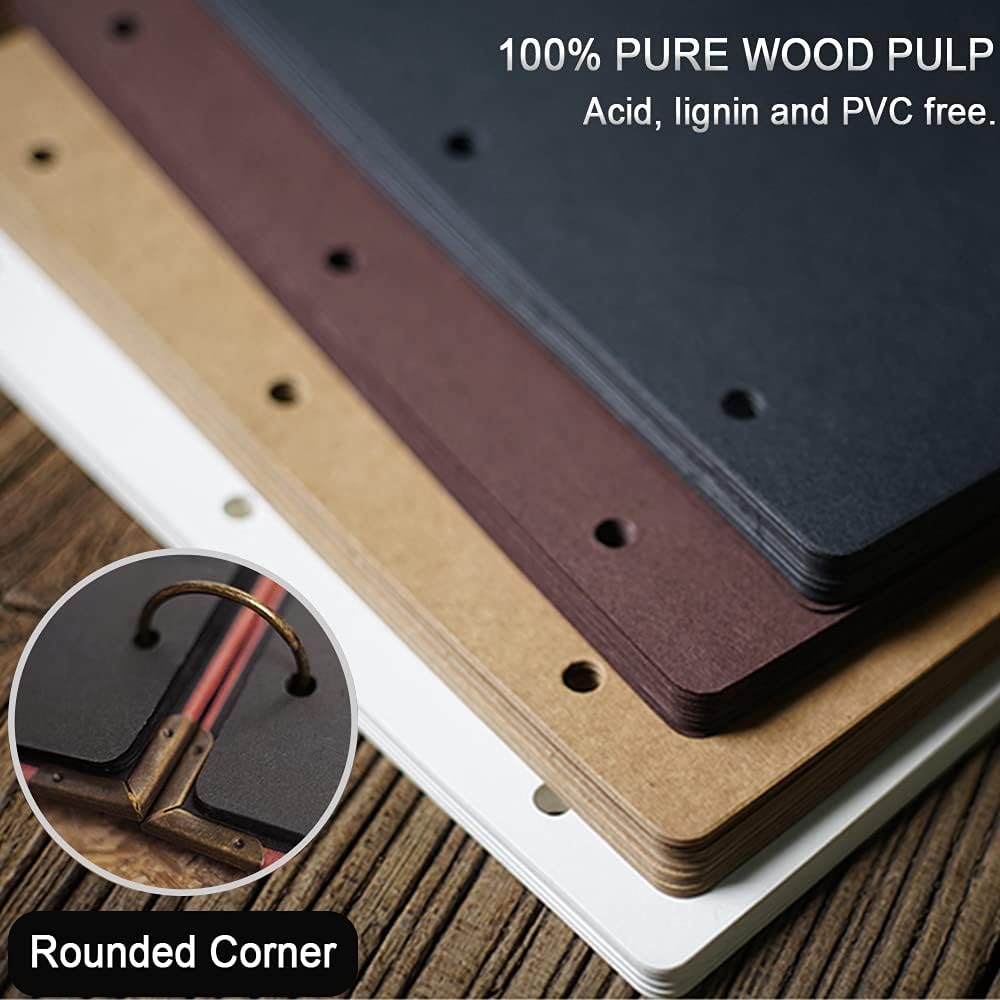 10 Sheets Double Sided Scrapbooking Refill Pages, 9.84x10.24" No Acid Thick Additional Craft Paper Cardboard for ALL ADVcer 10x10 inch Three-Ring Loose-Leaf Binder Photo Album Scrapbook (White)