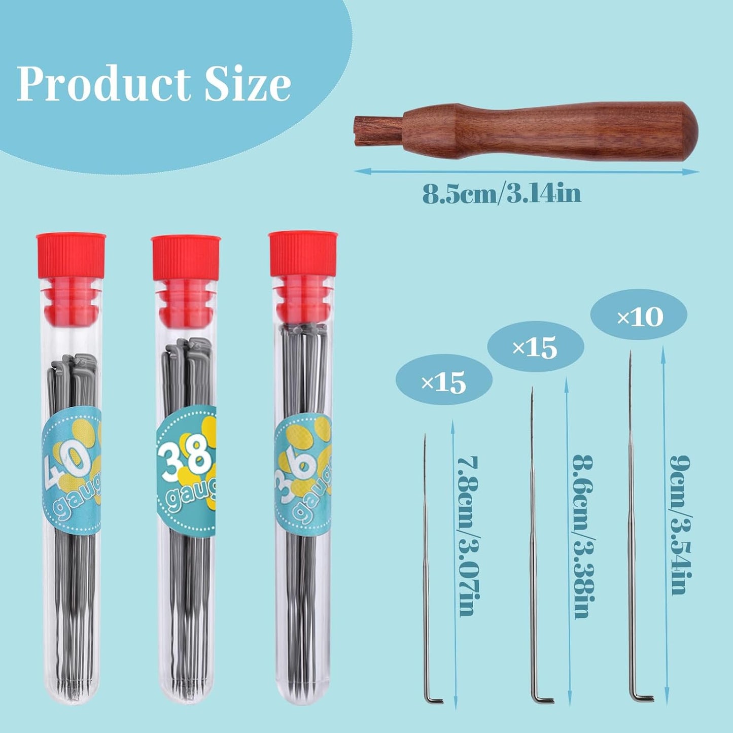 Yizzvb Felting Needles, Needle Felting Tools, Needle Felting Kit Wool Felting Supplies with 40 Pcs Needle Felting Needles, Wooden Handle and Storage Box for Felting Wool Projects