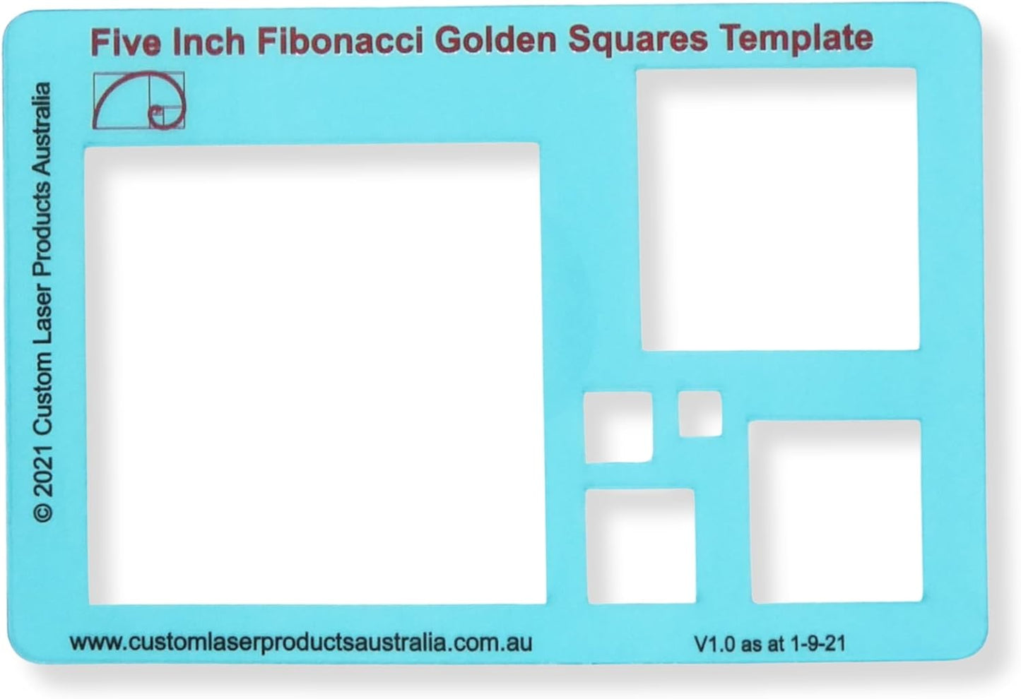 5" Square Stencil Template for Drawing and Drafting: A Fibonacci-Inspired Square Template Tool for Artists Allows The Simple Application of The Golden or Divine Ratio for Artistic Design