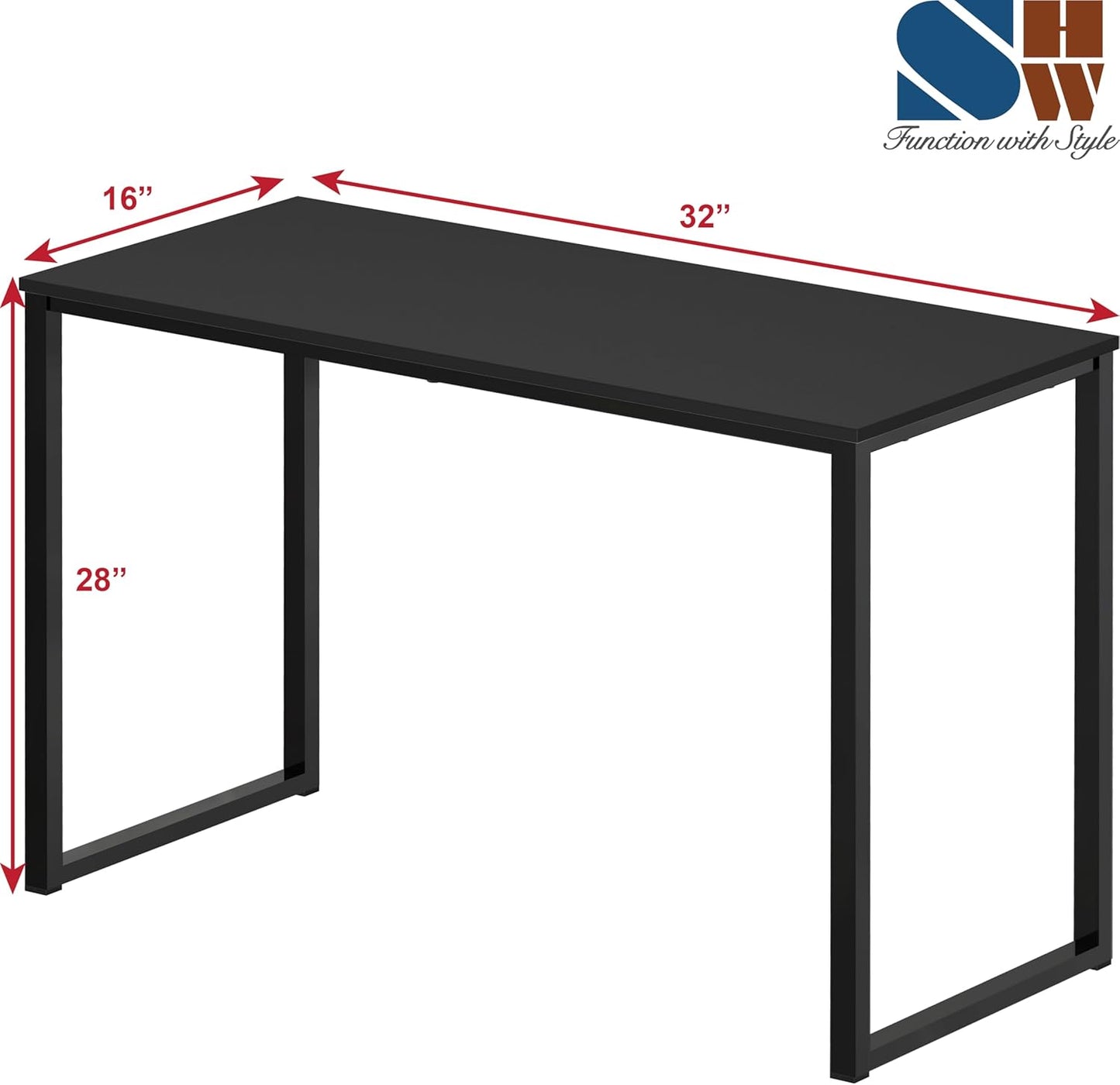 SHW Mission 32-Inch Home Office Computer Desk, Black