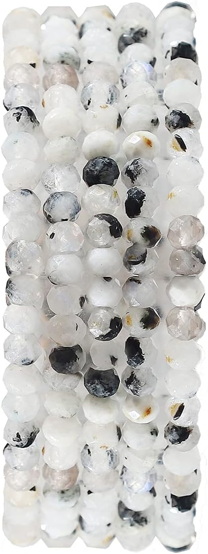 Natural White Spectrolite Beads 4x2mm 120pcs Faceted Rondelle Loose Semi Gemstone Beads for Jewelry Making Design