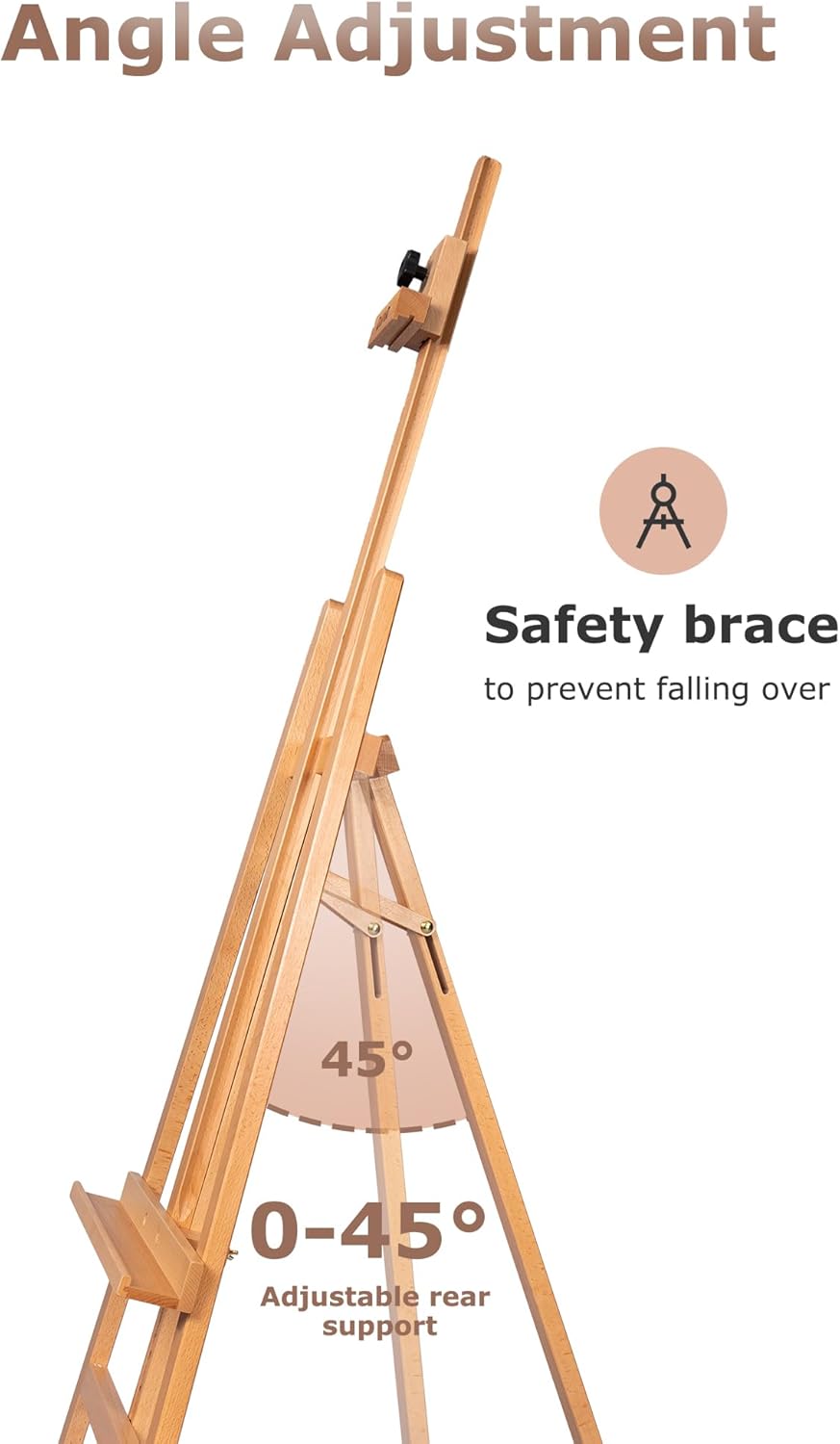 DJAR A Frame Wooden Art Easel for Painting, 57’’-76’’ Adjustable Height, Hold Canvas up to 43’’, Floor Easel Stand for Adults, Beginner