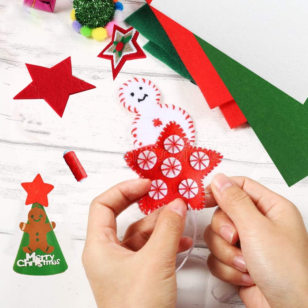 Weabetfu 16 Pieces Christmas Felt Fabric Sheets,5 Colors Craft Felt Sheets for DIY Christmas Decoration,DIY Patchwork Sewing Crafts