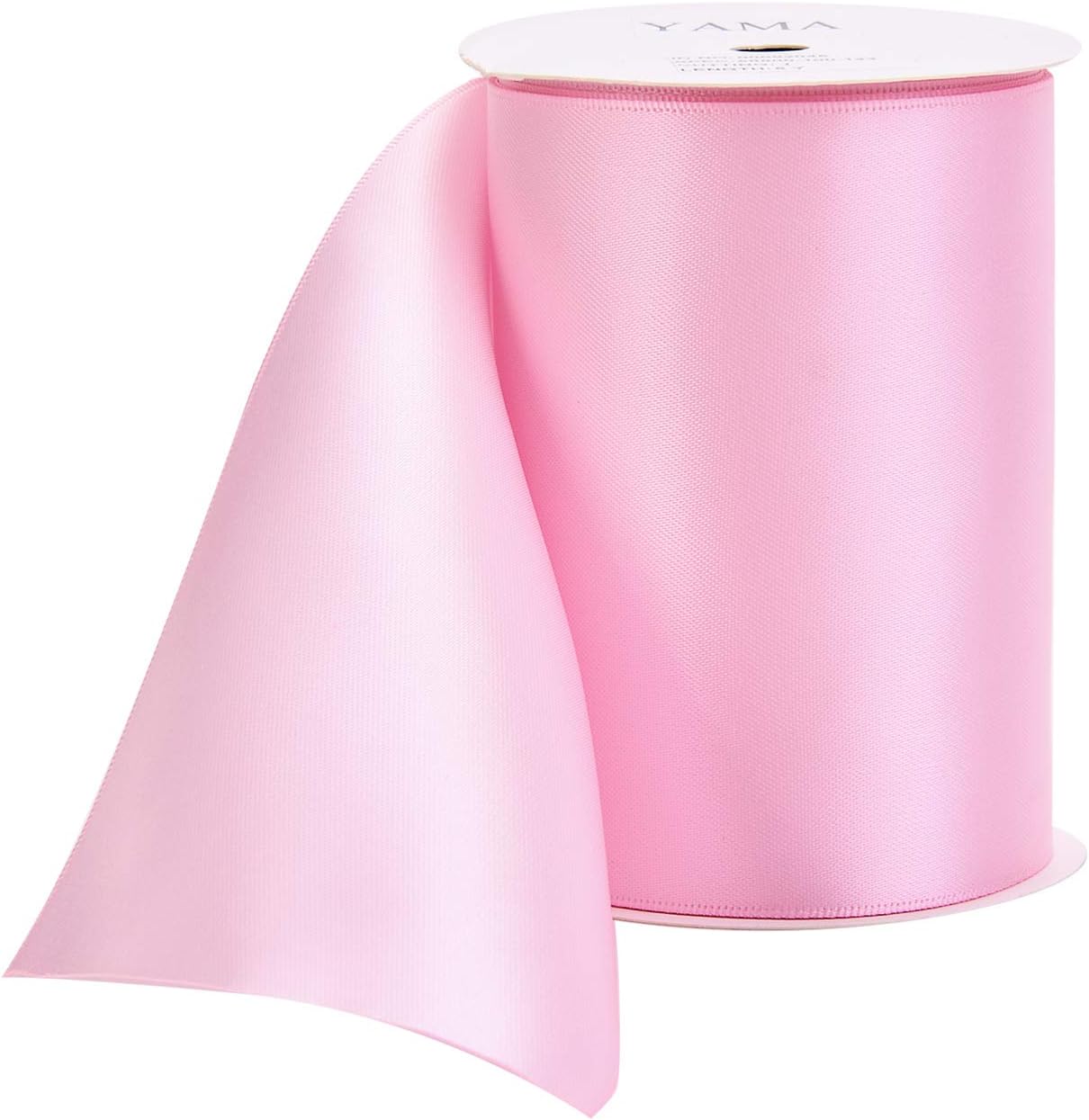 YAMA Double Face Satin Ribbon Roll - 4 inch Wide Solid Color Craft Ribbon, Great for Chair Sash,Making Bow, Sewing and Wedding Bouquet- 5 Yard/Spool, Pink