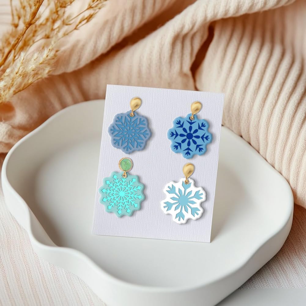 CHGCRAFT Polymer Clay Texture Sheets Winter Snowflakes Silicone Texture Stamp Christmas Clay Texture Mat Modeling Pattern Pad Texture Sheets for Polymer Clay Making Earrings Jewelry 5.5x5.5inch