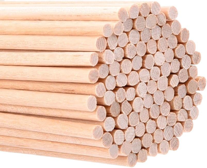eBoot 100 Pack 1/8 x 12 Inch Unfinished Natural Wooden Craft Dowel Rods Sticks for Crafting and DIY