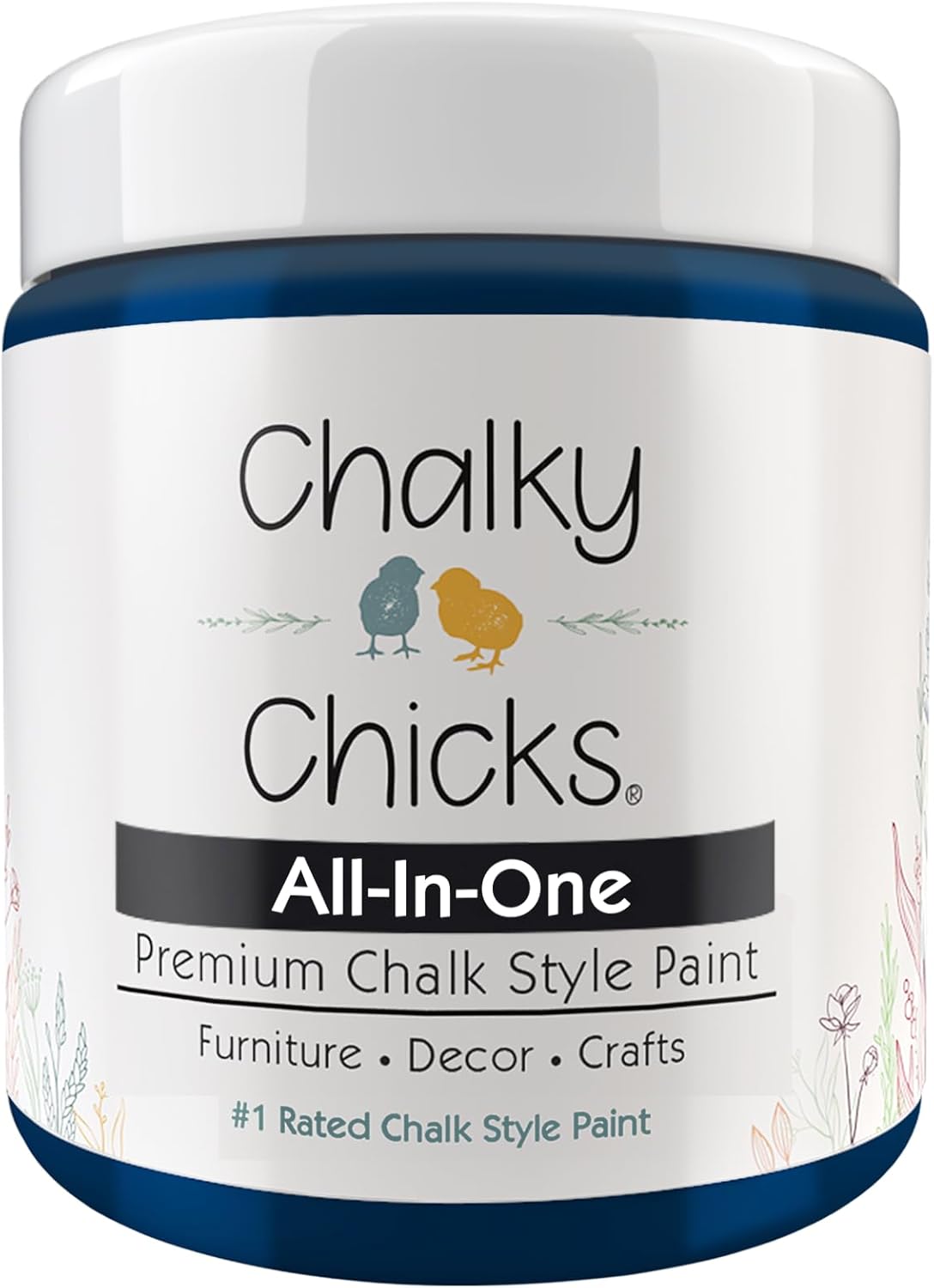 Chalky Chicks All-in-One Chalk Paint for Furniture or Cabinet - 4 Fl Oz - Matte Finish DC Blue Navy Blue for Metal, Wood Furniture Paint - No Sanding All-in-One for Home Decor & Crafts, USA Made