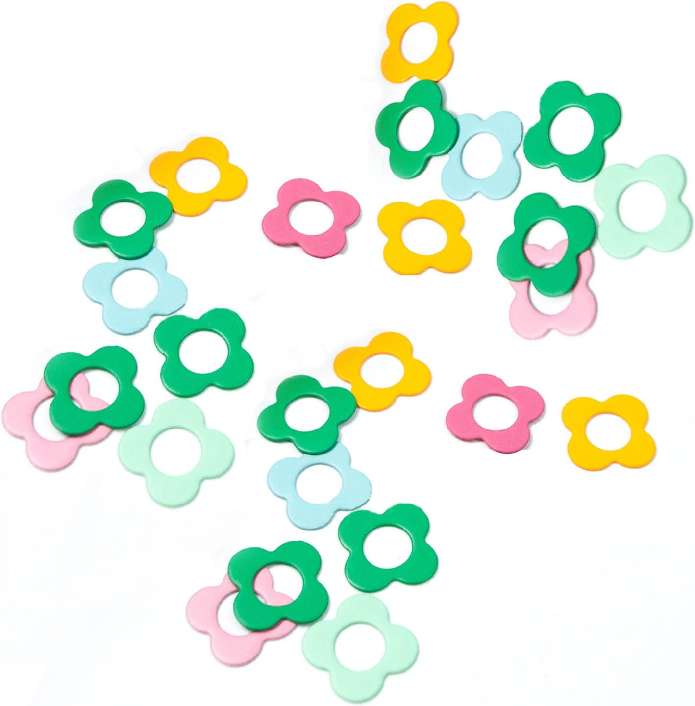 Multicolor Flower Shape Metal Stitch Markers Ring Mini Crochet Markers Knitting Markers for Weaving,Knitting