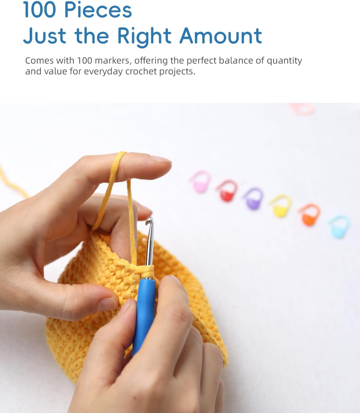 100PCS Crochet Stitch Markers by Flickzo – Locking Stitch Markers with Storage Case, Plastic Safety Pins for Knitting & Crochet, Colorful Yarn Accessories for Crochet Tools & Supplies