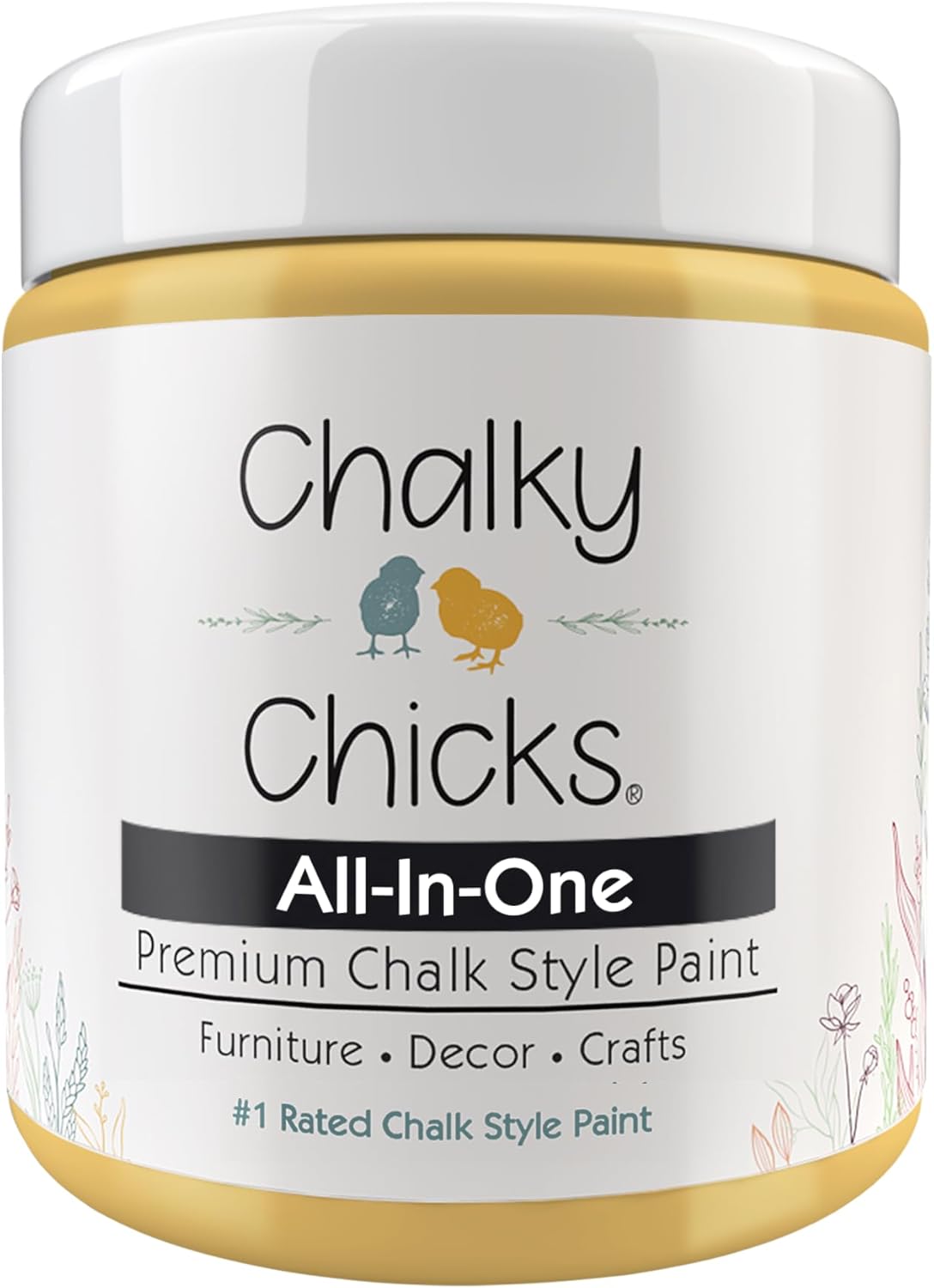 Chalky Chicks All-in-One Chalk Paint for Furniture or Cabinet - 8 Fl Oz - Matte Finish Tuscany (Yellow) for Metal, Wood Furniture Paint - No Sanding All-in-One for Home Decor & Crafts, USA Made