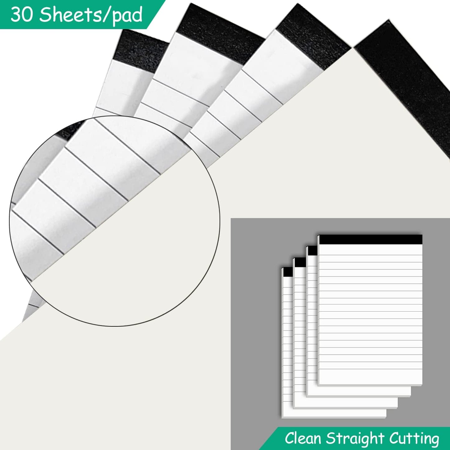 Notepads Bulk for Daily Planning and Organization of Work – 4 x 6-inches Ruled Pages – Thick Bright White Paper – 30 Pages – Note Pads College Ruled – Pack of 20