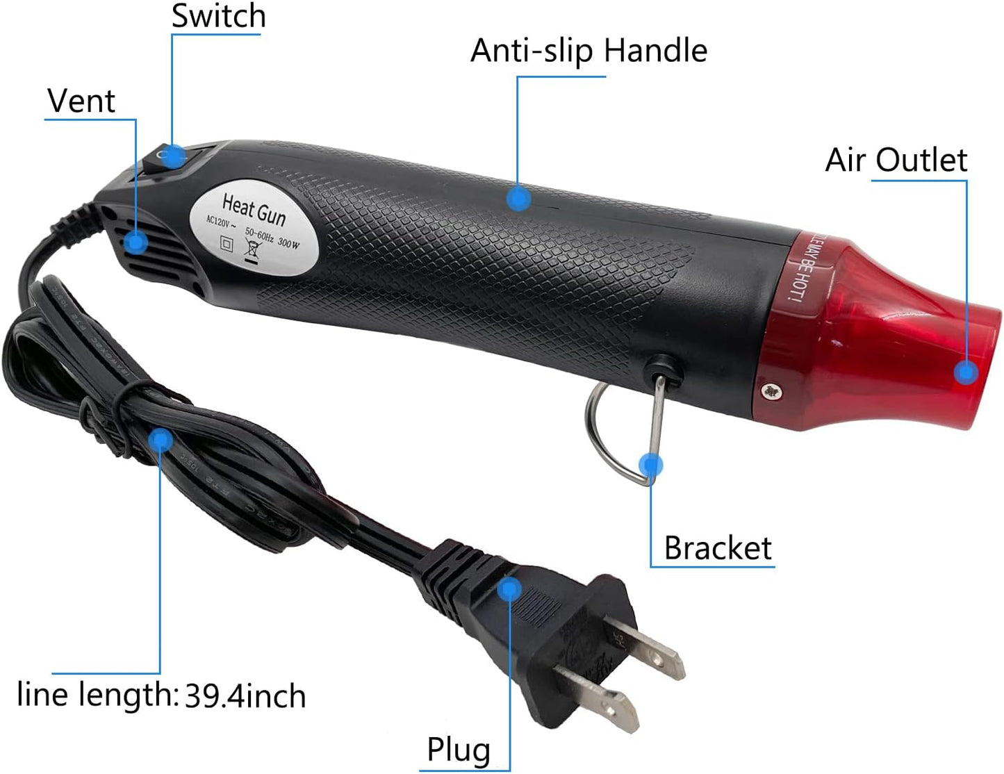 Heat Gun, Mini Hot Air Gun for DIY Crafts Portable Heat Air Gun Tool for Embossing Shrink Wrapping Drying Paint