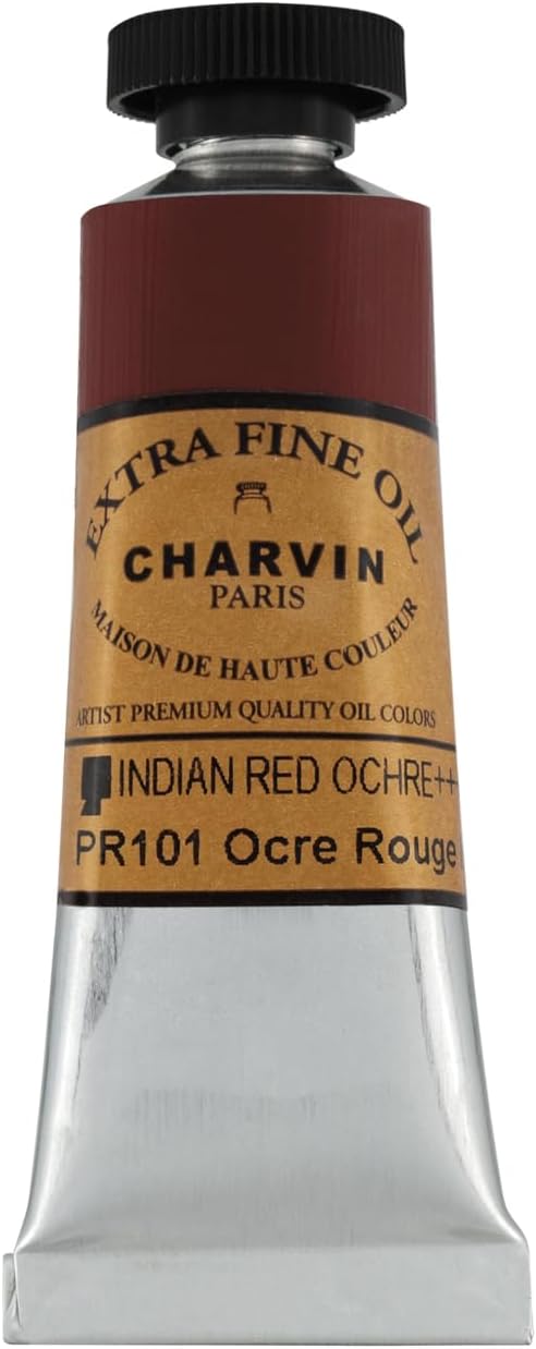 Charvin Extra Fine Oil Paint, Indian Red Ochre 20 ml - Triple-Milled, Rich Texture, Poppy Oil-Based, Light-Fast, Handmade, Archival Quality