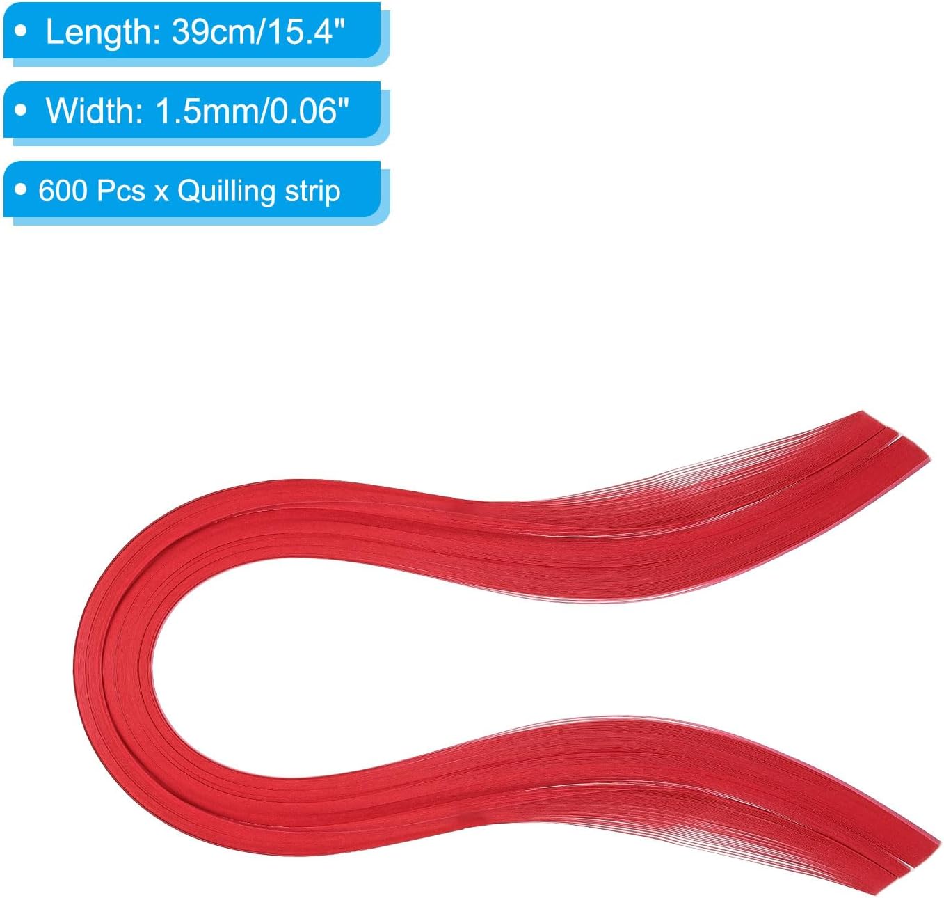 PATIKIL Quilling Strips Paper 600pcs 1.5mm 39cm Origami Paper Quilling Kits for Art DIY Hand Craft Christmas, Red