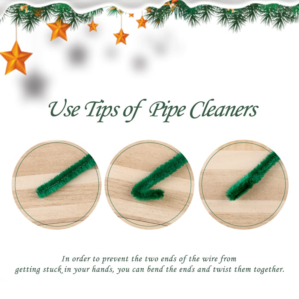 110 Pieces Green Pipe Cleaners, Pipe Cleaners Craft, Craft Pipe Cleaners Chenille Stem Bulk, Art Pipe Cleaners for Creative Decoration Christmas Valentine's Mother's Day