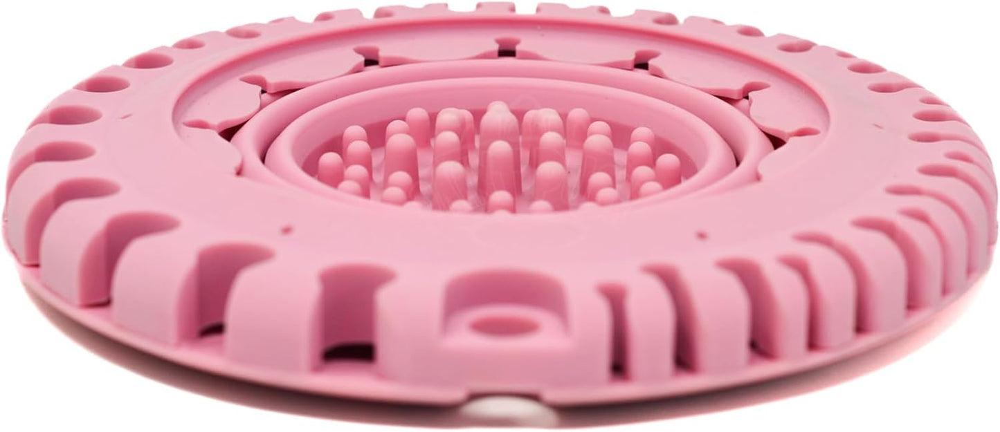 Paint Puck CollapsiBowl Paint Brush Cleaner Rinse Cup (Pink) – Collapsible Paint Water Cup & Brush Cleaner with Brush Holder, Squeegee Lips & Drip Tray for Acrylic, Watercolor & Art Supplies