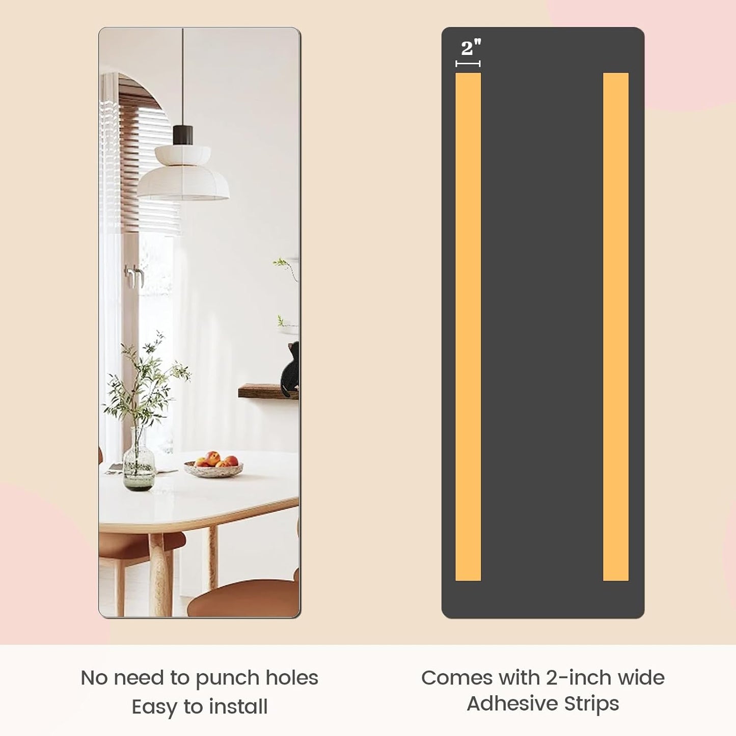 Acrylic Self Adhesive Mirror Sheet for Wall, Plastic Non Glass Sticky Kid Safety Mirror Tiles for Wall 16x47 inch 4 Pcs