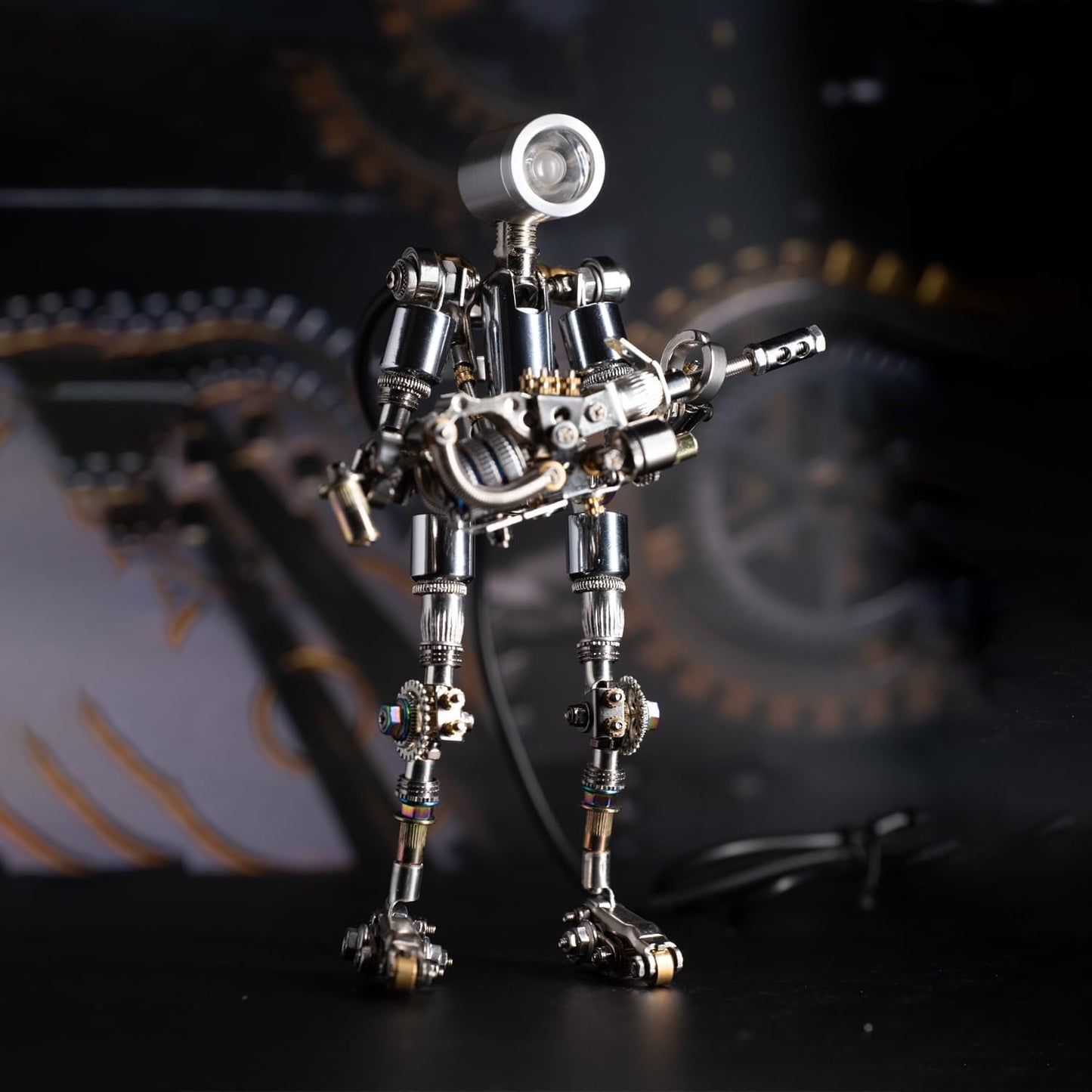 Mostarle Terminator M 3D Metal Puzzle, Arcynix DIY Mechanical Robot Model Kit, Sci-Fi Design LED Light Feature Unique Gift for Adults & Teenager (Blue)