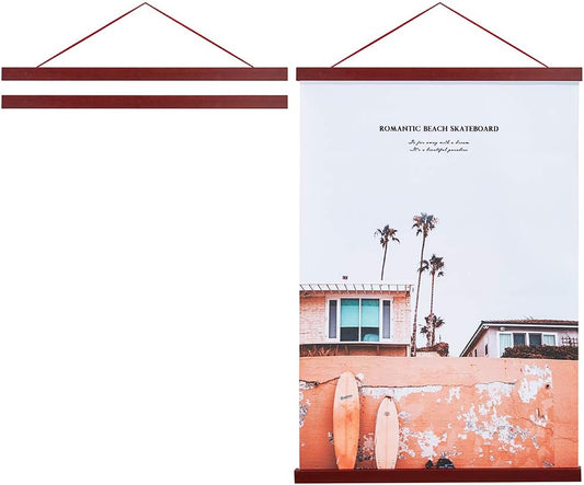 Artmag Magnetic Poster Hanger Frame, Light Wood Wooden Magnet Canvas Artwork Print Poster Hangers for 10x14 10x16 10x20 Frames Hanging Kit (Mahogany, 10")