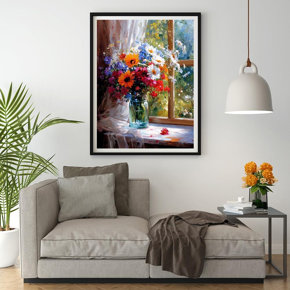 Moohue 14 ct Counted Cross Stitch Kits for Adults Flowers Cross Stitch Patterns Stamped Printed Cross Stitch Kits (Flowers 4)