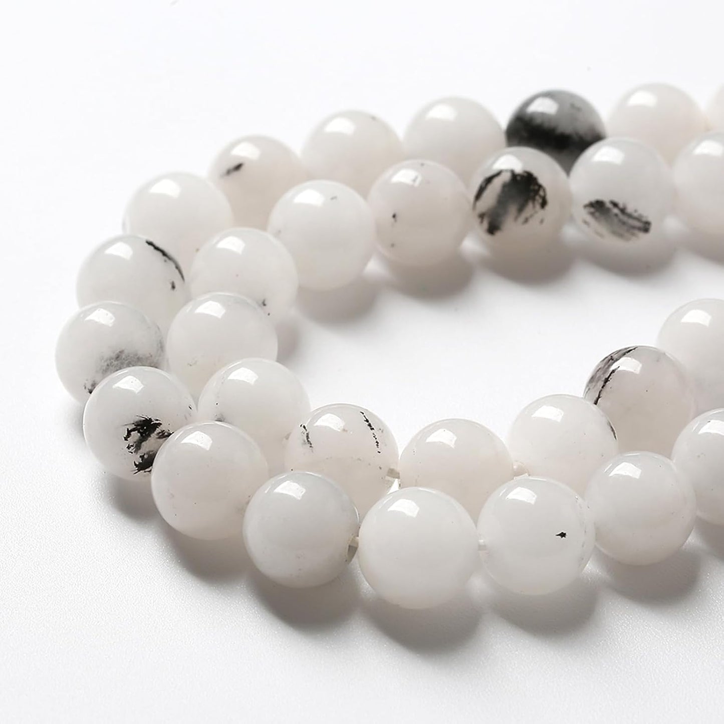 60pcs 6mm Natural Black Rutilated Quartz Crystal Jade Stone Beads for Jewelry Making Energy Healing Power Stone Beads DIY Bracelet Necklace Accessories 15" (6mm, Black Rutilated Quartz Jade)