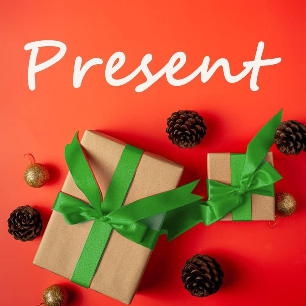 5/8" Width x 50 Yards Satin Fabric Ribbon, Green Ribbon Perfect for DIY Bows, Swags, Gift Wrapping, Craft, Flower Bouquet，Christmas and Party Decoration