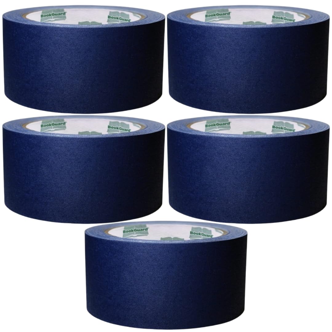 BookGuard 2 Inch Book Repair Tape, Premium Bookbinding Tape for Book Repairs, Ideal Addition for Library Supplies, Navyu Blue, 15 Yard Roll - Case of 5