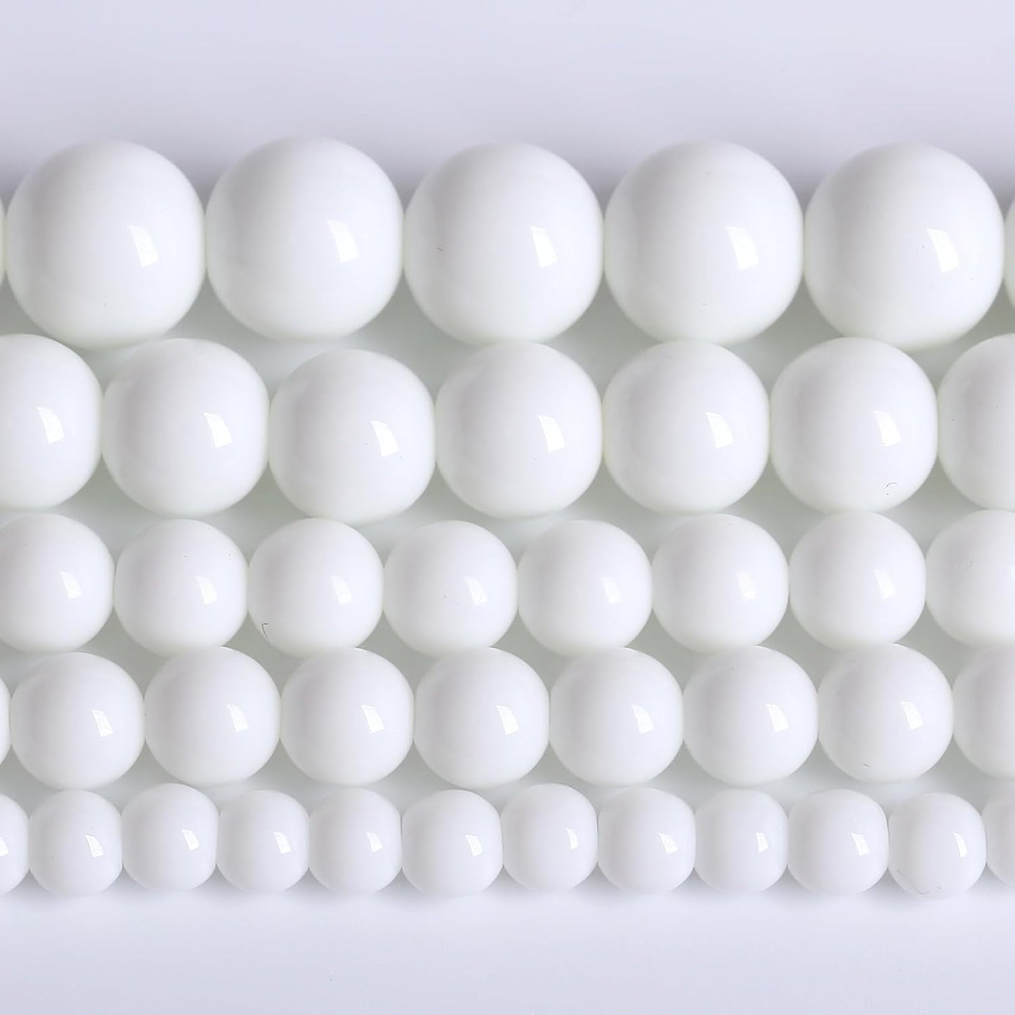 8MM Natural Stone White Porcelain Agate Beads Round Loose Stone Beads for Jewelry and Bracelets Making 90pcs 2 Strands 32"