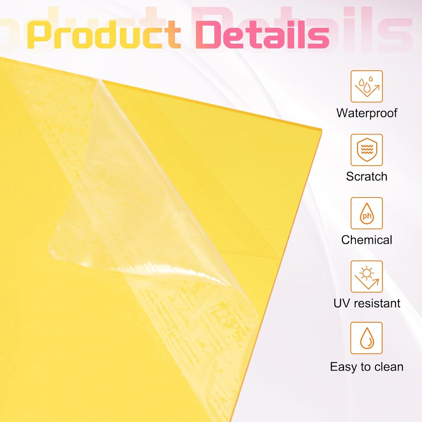 uxcell Acrylic Sheets 12x8 Inch Acrylic Panel 1/8 Inch-3mm Plastic Board for Picture Frames Sign Holders DIY Display Projects Craft, Clear Yellow