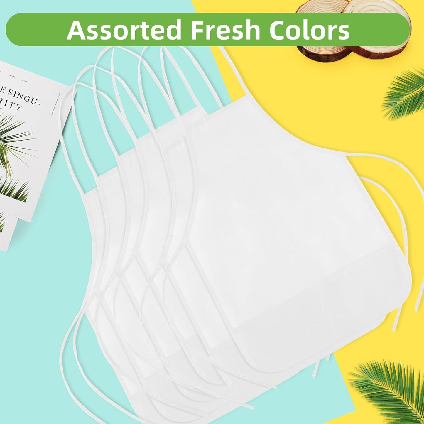 CHRORINE 6/12/24 Pack Kids Painting Apron Toddler Art Aprons for Kids Paint Apron Smock for Painting Cooking Craft Activity