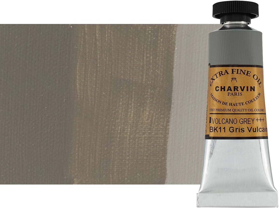Charvin Extra Fine Oil Paint, Vulcain Grey 20 ml - Triple-Milled, Rich Texture, Poppy Oil-Based, Light-Fast, Handmade, Archival Quality