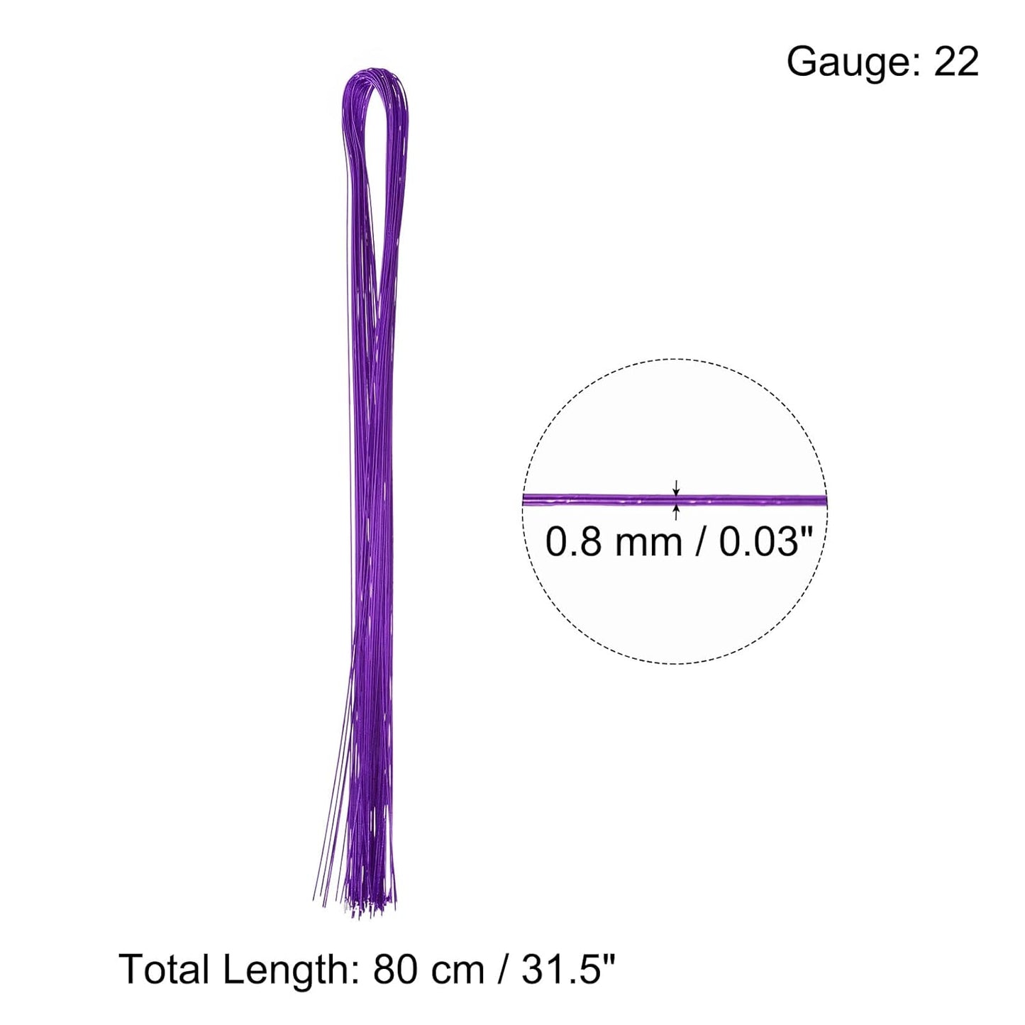PATIKIL 32 Inch 22 Gauge Floral Stem Wire, 3 Pack/120 Pieces Bouquet Stem Paper Wrapped for DIY Crafts Flower Arrangements, Purple