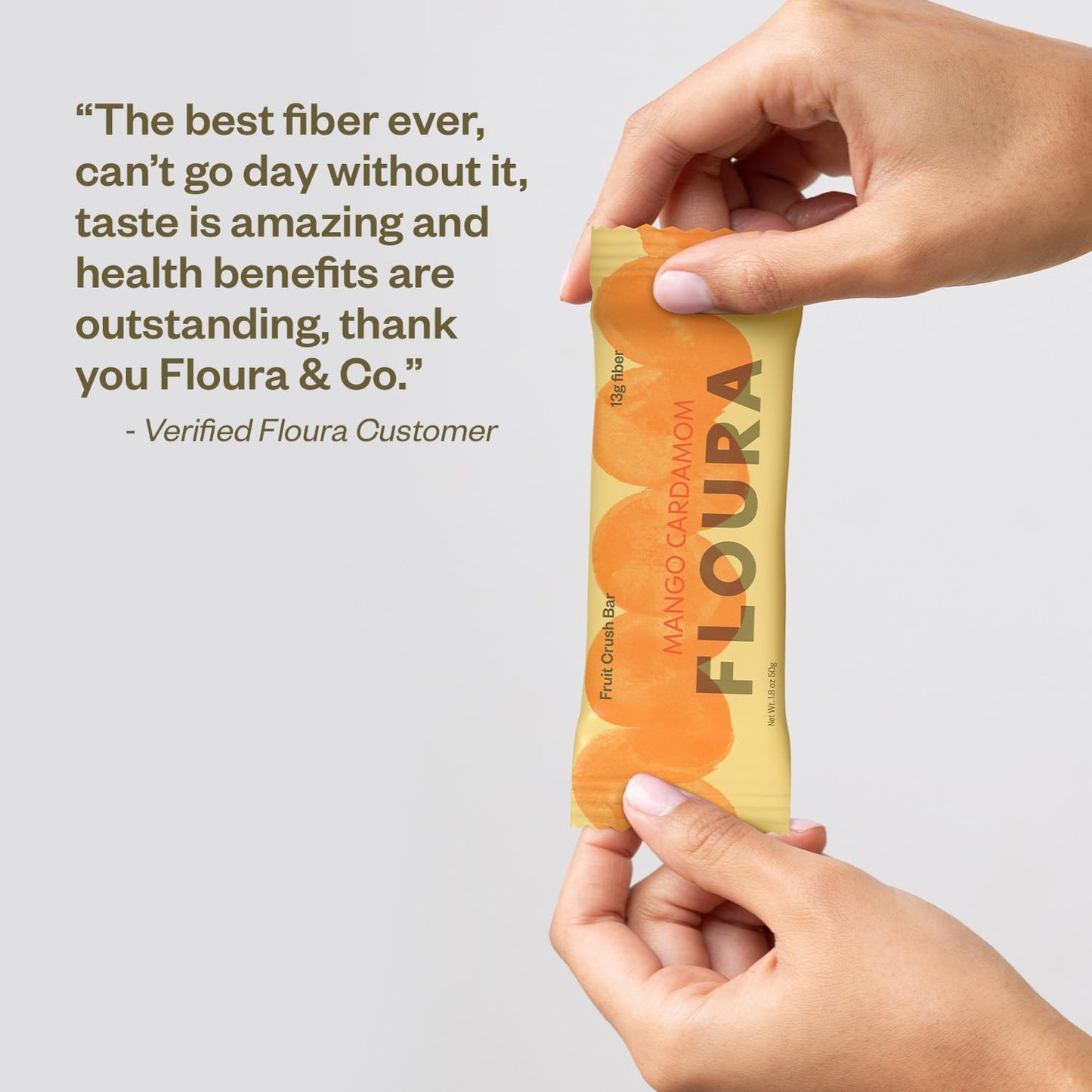 Floura Mango Cardamom Fruit-Forward Fiber Bars– High Fiber, Vegan, Gluten & Dairy Free, Low Calorie Healthy Snack Bars with Upcycled Produce for Gut Health [10 Pack]