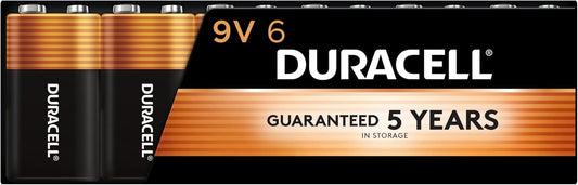 Duracell Coppertop 9V Battery, 6 Count (Pack of 1), 9 Volt Battery with Long-lasting Power, All-Purpose Alkaline 9V Battery for Household and Office Devices