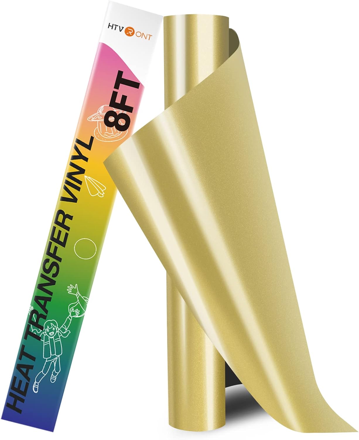 HTVRONT HTV Vinyl Rolls Heat Transfer Vinyl - 12" x 8ft Gold HTV Vinyl for Shirts, Iron on Vinyl for All Cutting Machine - Easy to Cut & Weed for Heat Transfer Design (Gold)