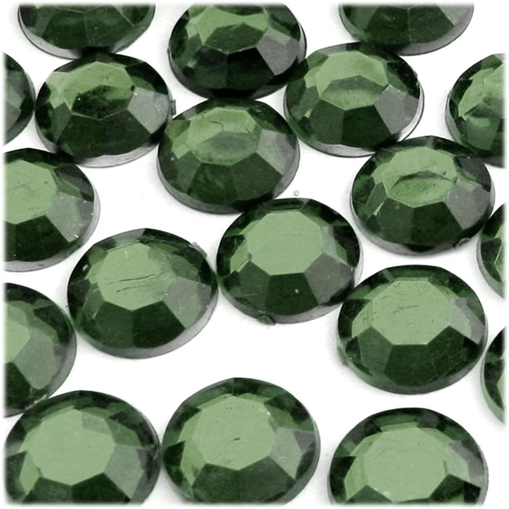 The Crafts Outlet 72pc Rhinestones Round 20mm - Flatback Olive Green EGR
