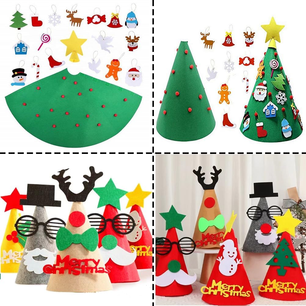 24 Pcs Felt Sheets for Crafts, 8 X 12 Inch Christmas Red Yellow White Fabric, 1mm Thick A4 Stiff Sheets for Patchwork