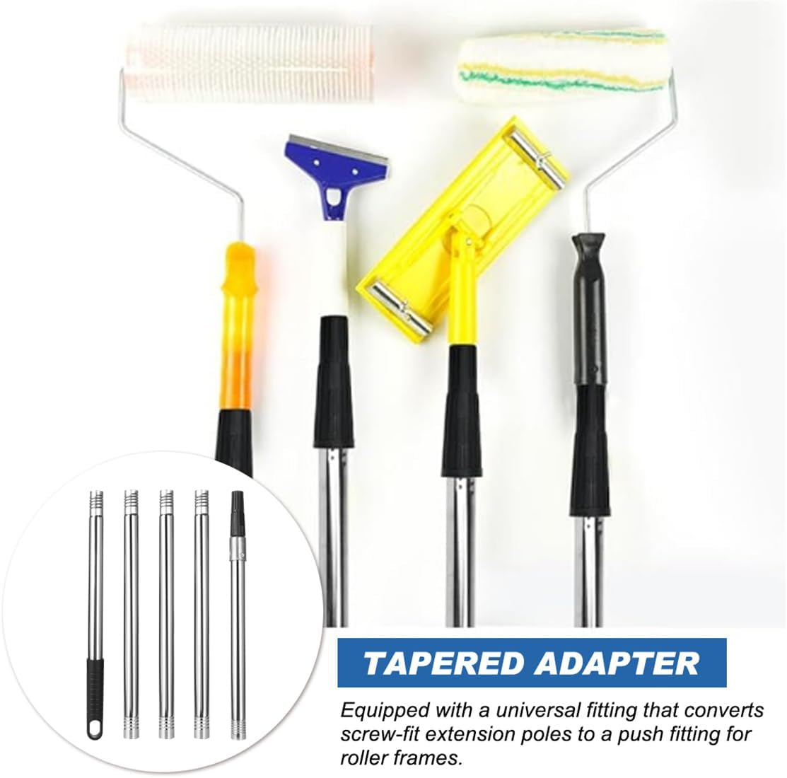 Extension Pole 71inch Adjustable Paint Rollers Brush Extension Pole 5 Pieces Stainless Steel Pole for Window Squeegee Ceiling Cleaning Tools