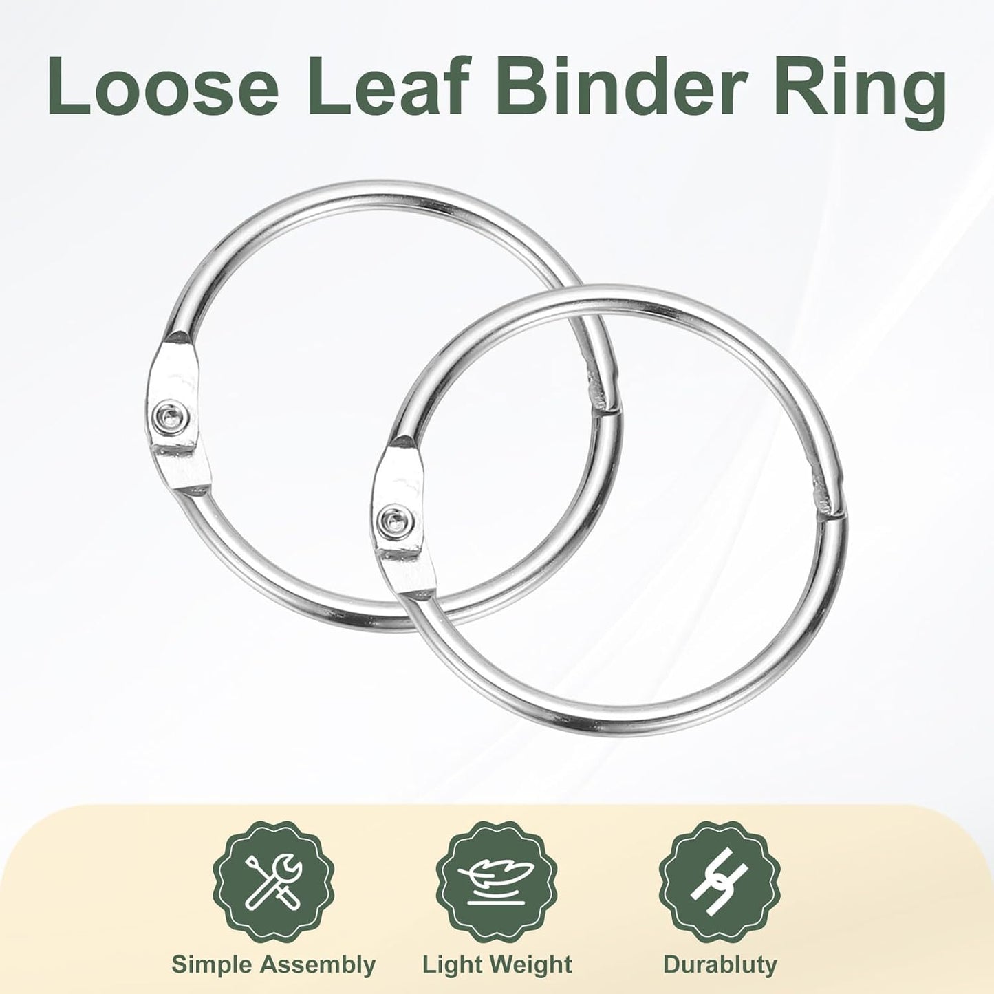 PATIKIL 1.3" x 1.5" Loose Leaf Binder Rings, 30 Pcs Metal Book Rings Nickel Keychain Ring for Paper Index Cards Flash Card Notebook Rings Office Home Book Binder, Silver Tone