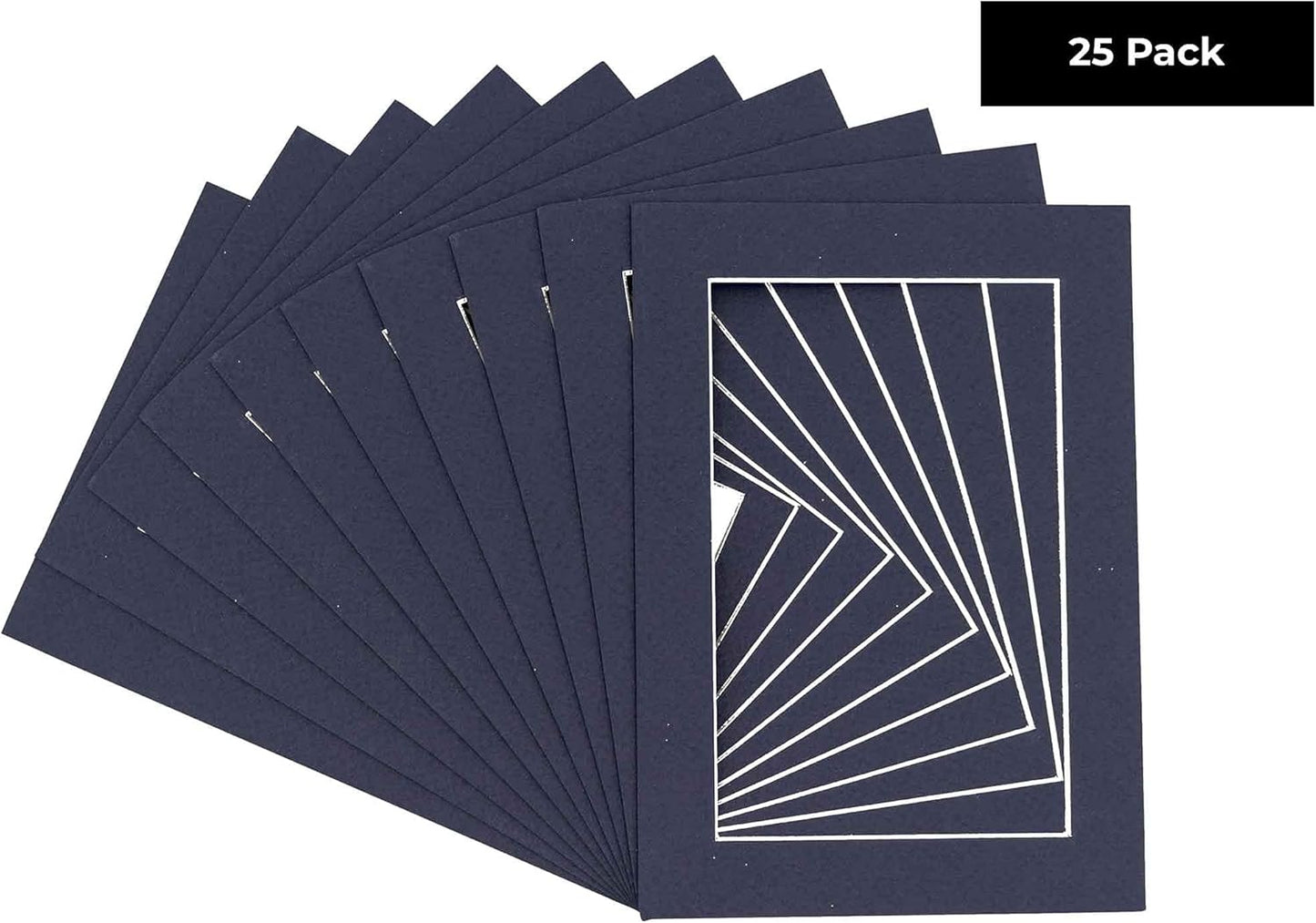 11x14 Mat for 8.5x11 Photo - Precut Navy Picture Matboard for Frames 11 x 14 Inches - Bevel Cut Matte to Display Art 8.5 x 11 Inches - Acid Free Pack of 25 MATS with Backing Boards & Clear Bags