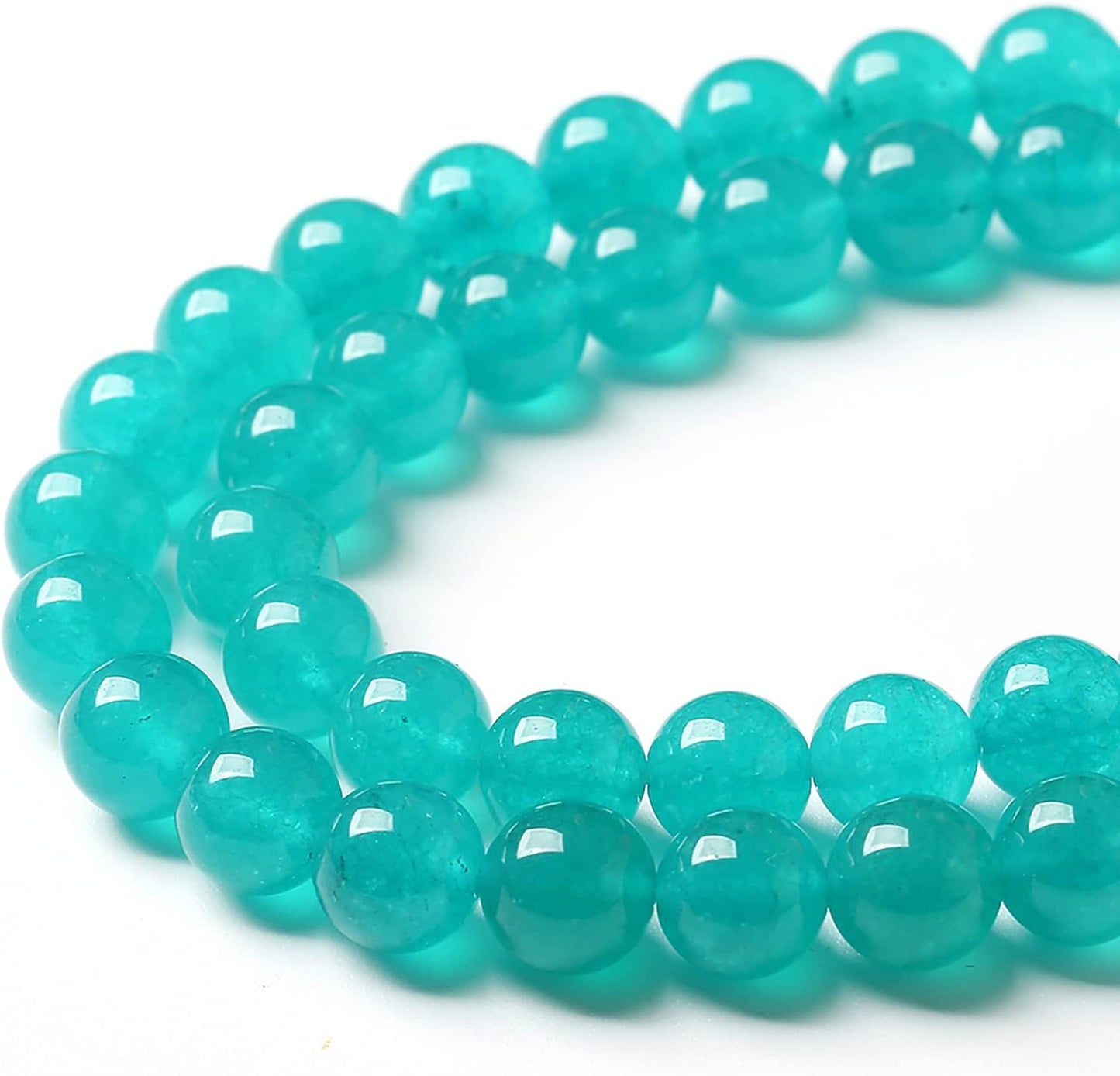 76PCS 10mm Natural Stone Beads Blue Amazonite Jade Stone Round Loose Beads for Jewelry Making DIY Bracelet Necklace 32" 2 Strands
