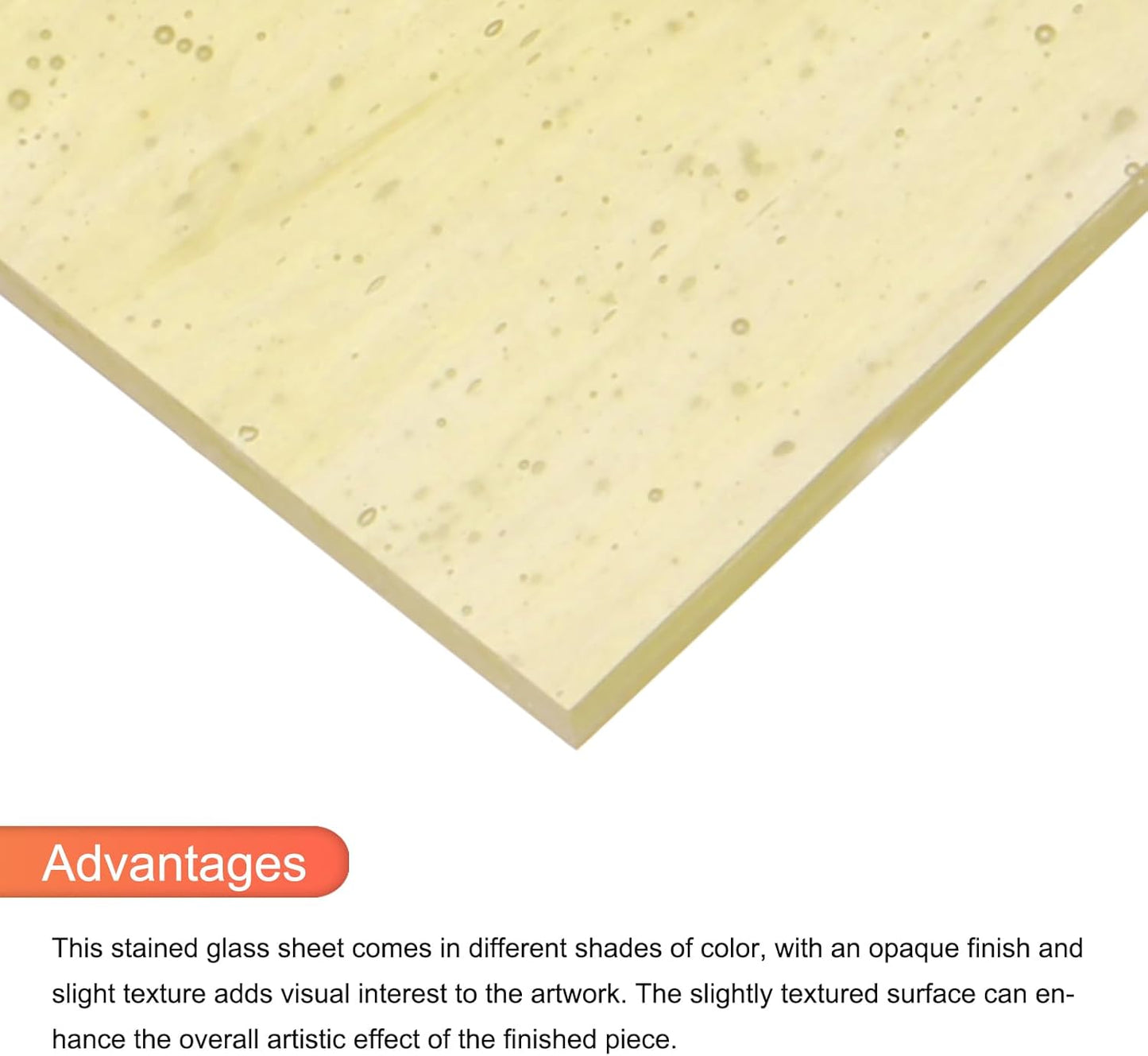 MECCANIXITY 2 Pcs Stained Glass Sheet Mosaic Tile 7.9 Inch x 5.9 Inch Apricot Stained Glass Sheets for Crafts DIY Art Project