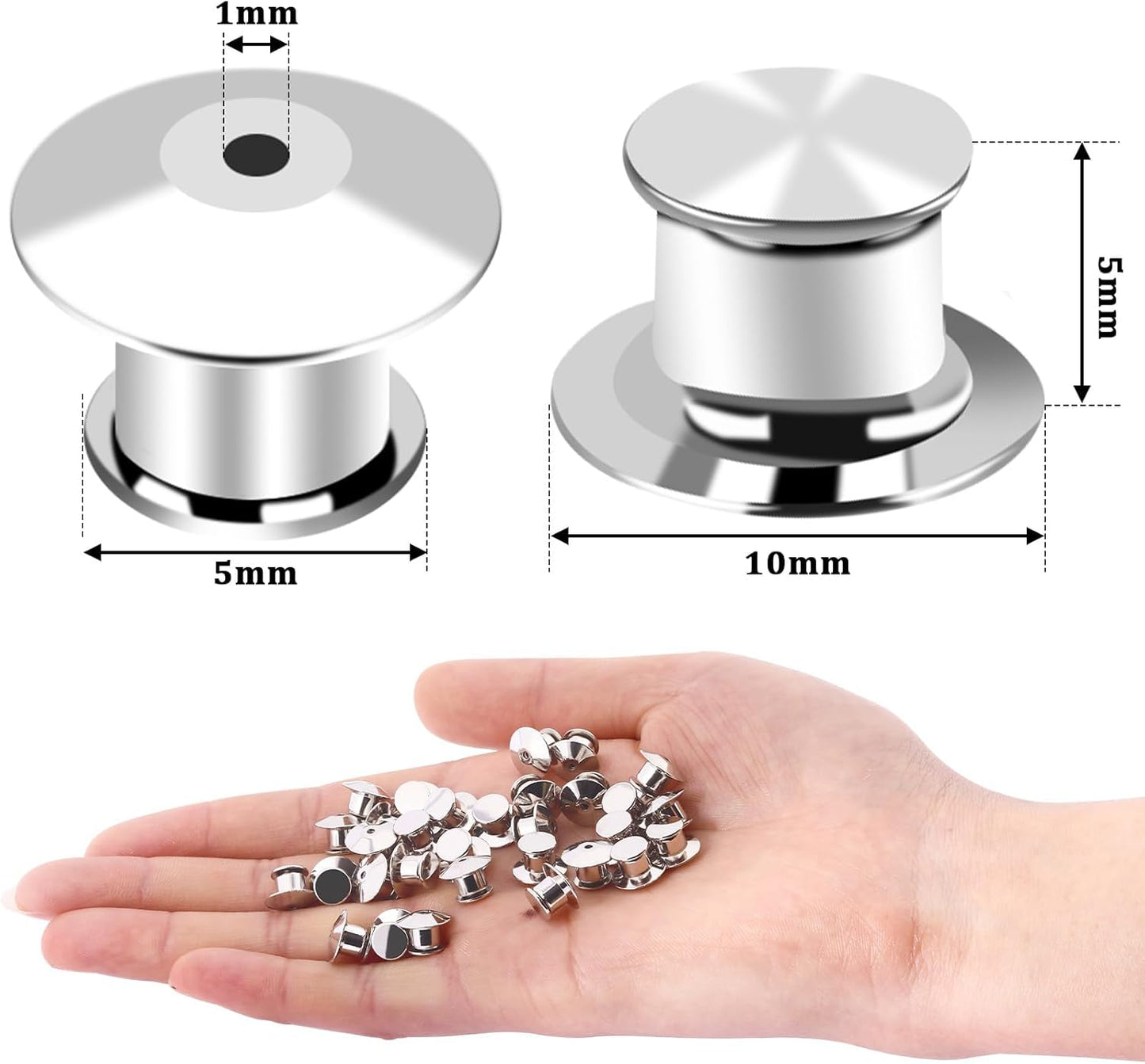 DECYOOL 200PCS Metal Locking Pin Backs, Pin Keepers Clasp Pin Backs Locking Buckles for Brooch DIY Crafts Badges Enamel Lapel Needles Pin Lock