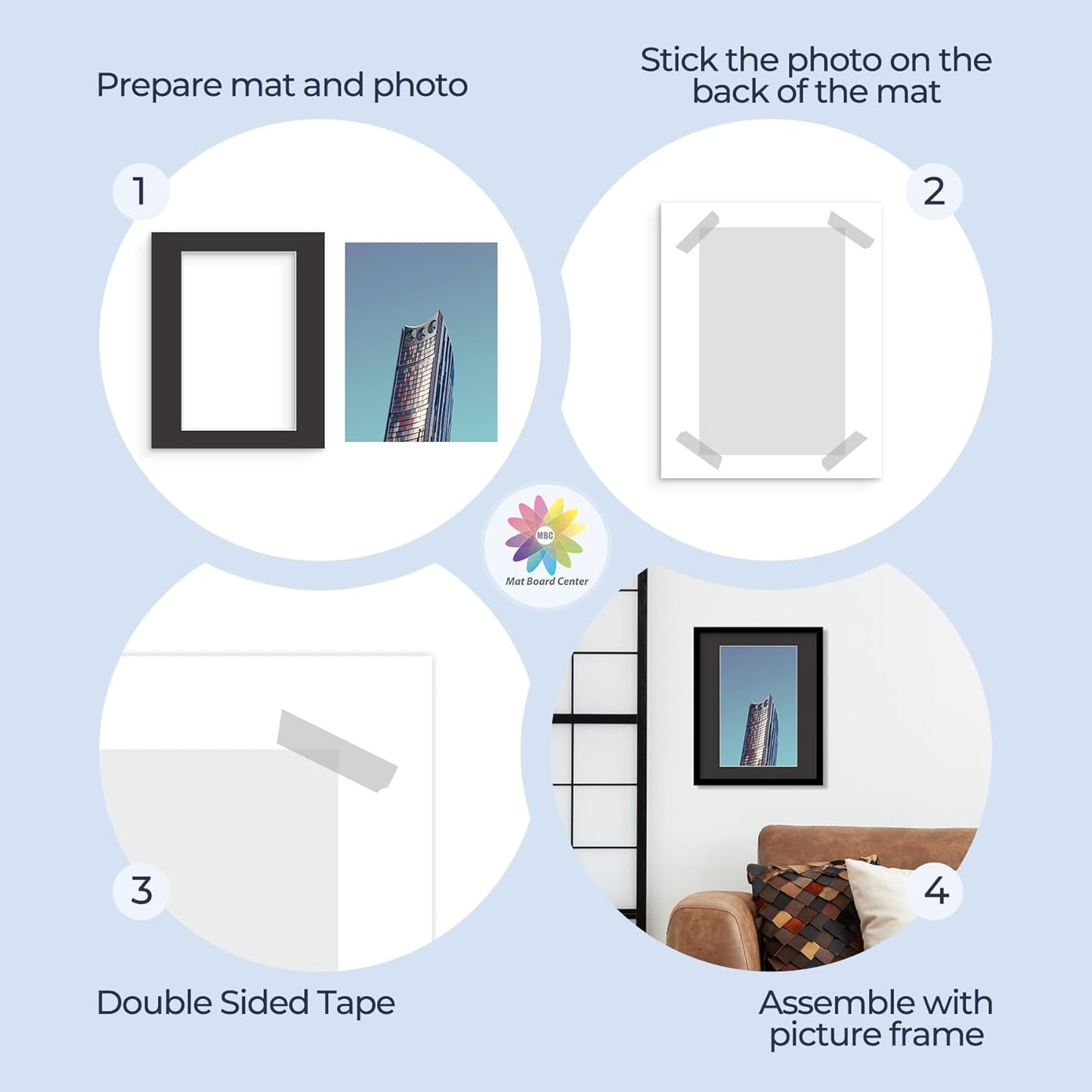 MBC Mat Board Center, 10 Pack 16x20 for 11x17 Black Picture Mats Frame Mattes, Bevel Cut, Acid Free, 4-ply Thickness