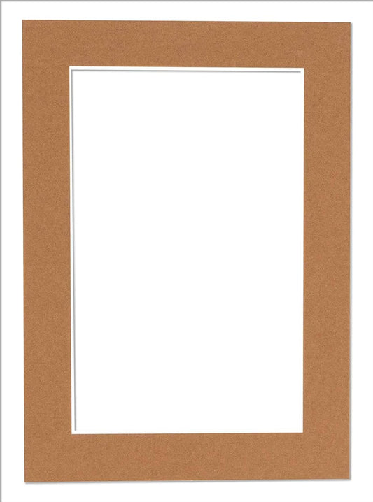 8.5x11 Mat Bevel Cut for 7x9 Photos - Acid Free Aged Oak Brown Precut Matboard With Backing Board and Crystal Clear, Self Seal Photo Mat Bag - For Pictures, Photos, Framing - 4-ply Thickness