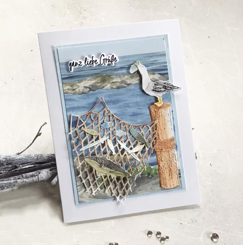 Lapoo Flowers Metal Cutting Die for Scrapbooking - Durable, Cut Stencils for DIY Scrapbook Photo Album Decorative Paper Card, Card Making Supplies, Embossing (Fishing Net 3 x 2.7 in)