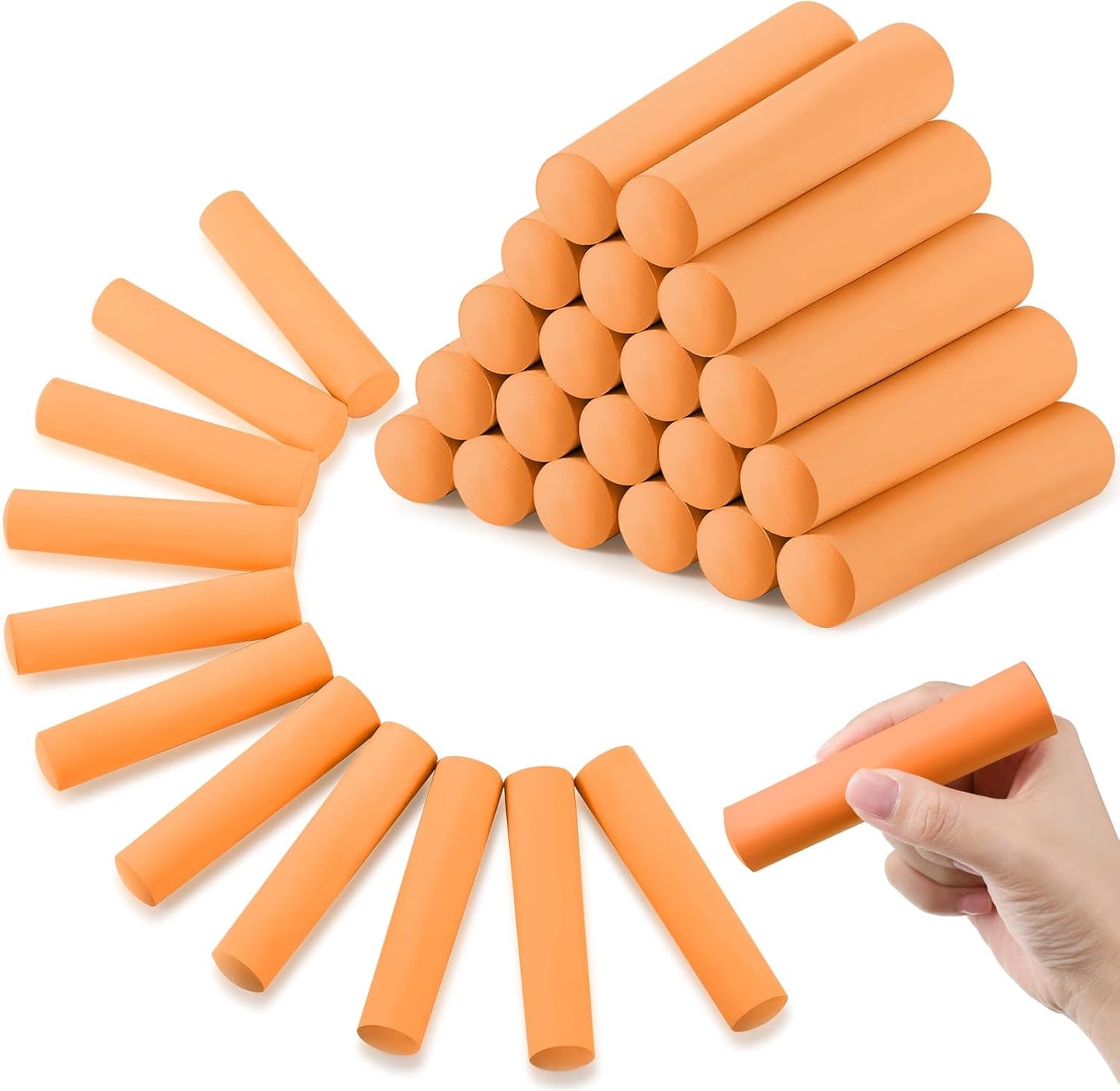 Fulmoon 40 Pcs Jumbo Sidewalk Chalk for Kids Outdoor Art Non Toxic Large Washable Street Chalk for Adults Drawing Painting Classroom(Orange,Round Style)