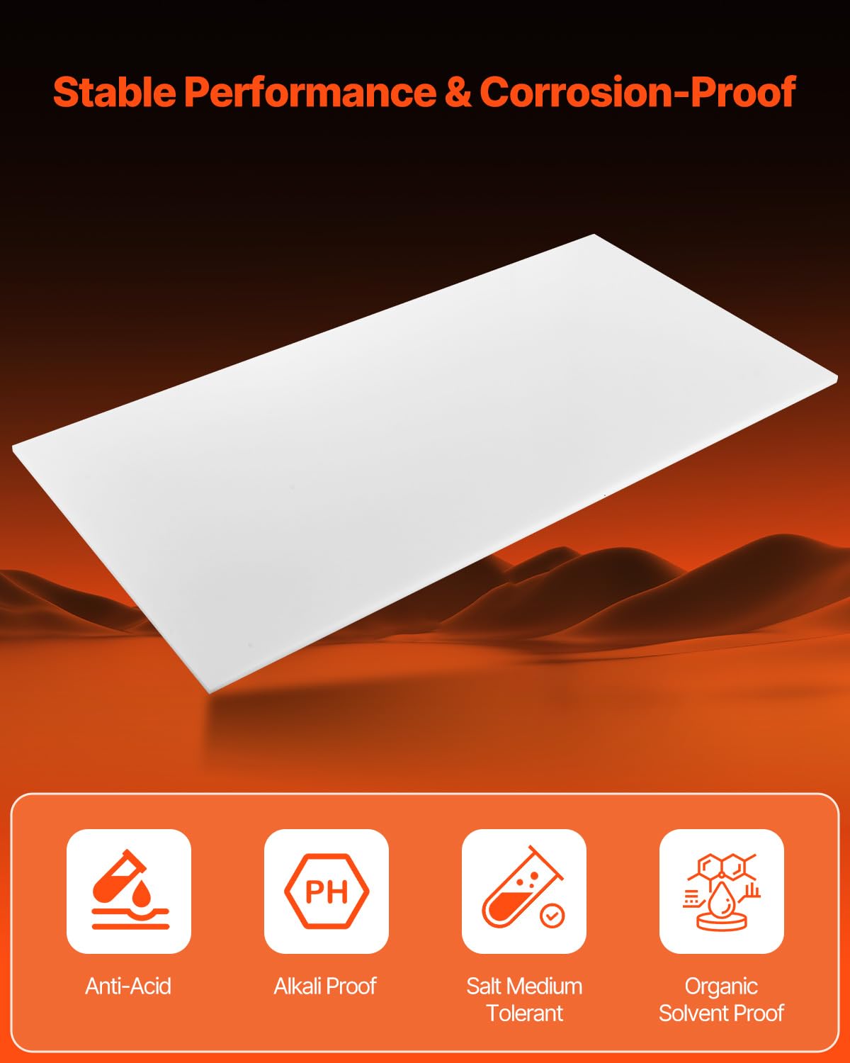 VEVOR HDPE Plastic Sheet Board, 1 Pack High Density Polyethylene Sheet Plastic Panel, 24 x 48 Inch 1/2 Inch Thick Customizable Plastic Panels, for DIY Crafts, Heavy Duty Industrial Equipment, White