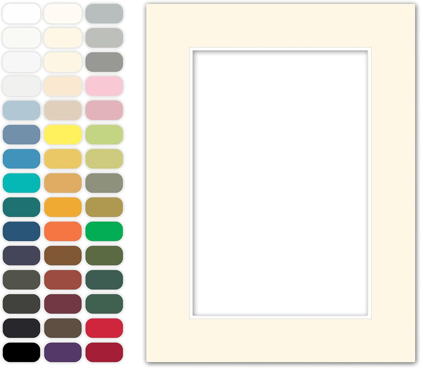 Poster Master Antique White Matboard – 4-Ply Acid-Free Picture Mat Board with 45° Beveled Cut, Made in USA, Custom Cut to Any Size, 1/16" Thickness for Framing & Displays